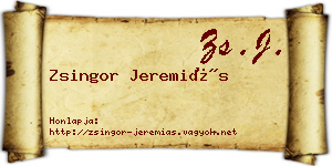 Zsingor Jeremiás névjegykártya